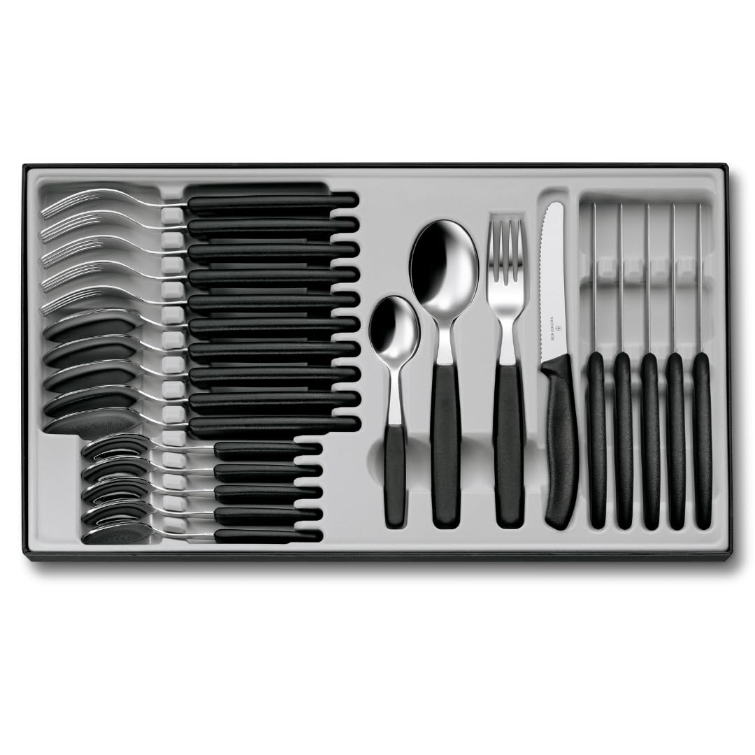 Swiss Classic Tafelbesteck mit Tomatenmesser, 24-teilig, schwarz Single, Single