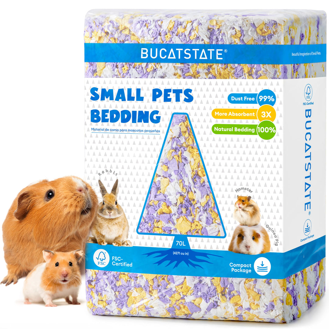 BUCATSTATE Hamsterstreu 70L, wirklich zu 99,9% staubfreie Papier-Einstreu für Nager mit Geruchskontr