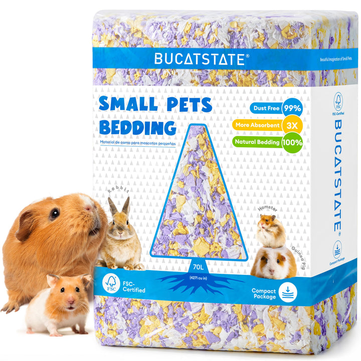 BUCATSTATE Hamsterstreu 70L, wirklich zu 99,9% staubfreie Papier-Einstreu für Nager mit Geruchskontr
