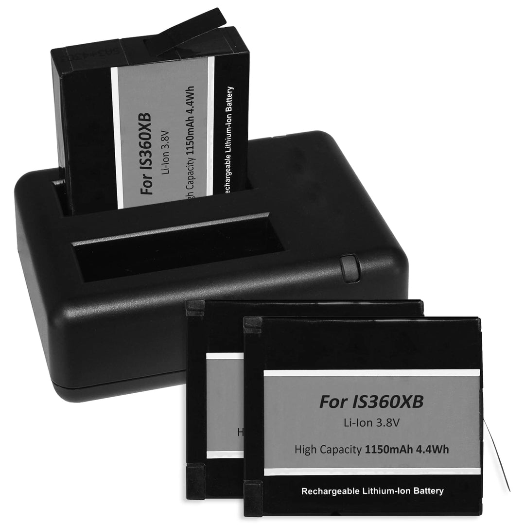 3X Akku + Dual-Ladegerät (USB) für Insta360 One X 360 Action Cam/inkl. Micro-USB-Kabel / 2 Akkus gle