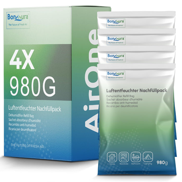 BonAura® AirOne Max Luftentfeuchter ohne Strom bis 33m² I 360° Belüftung I Raumentfeuchter mit Ausgi