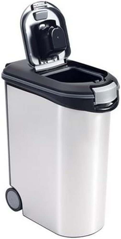 Curver Futter-Container 20kg I 54L Metal, schwarz/Silber, 49,3 x 27,8 x 60,5 cm, 1 Stück (1er Pack)