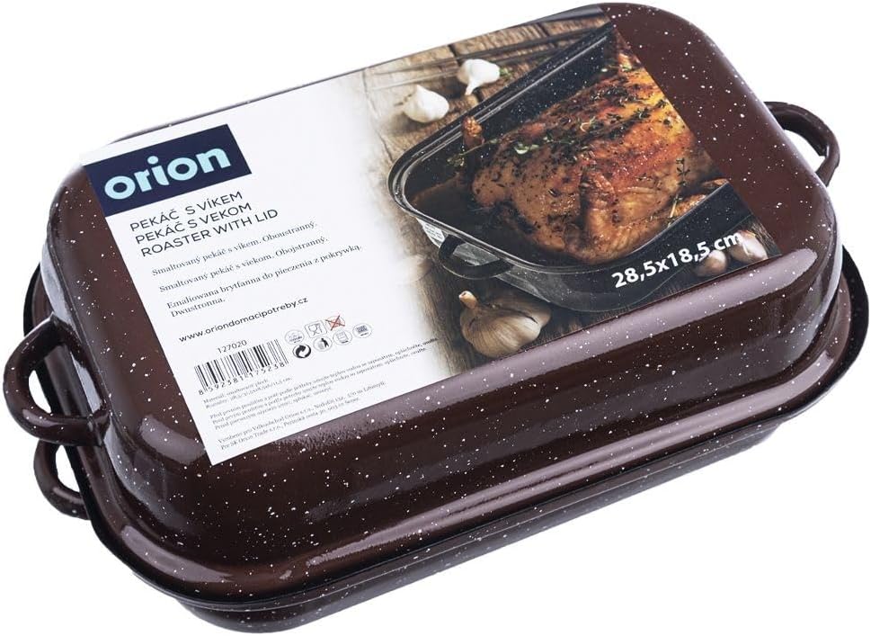 orion group Emaille-Bräter emaillierter Bräter Bratpfanne Brattopf mit Deckel 1,5 L