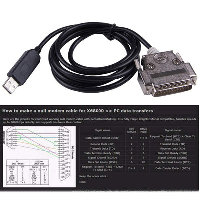 USB zu DB25 RS232 Serieller Adapter Konverterkabel Null Modem FTDI Treiber für Sharp X68K X68000 PC