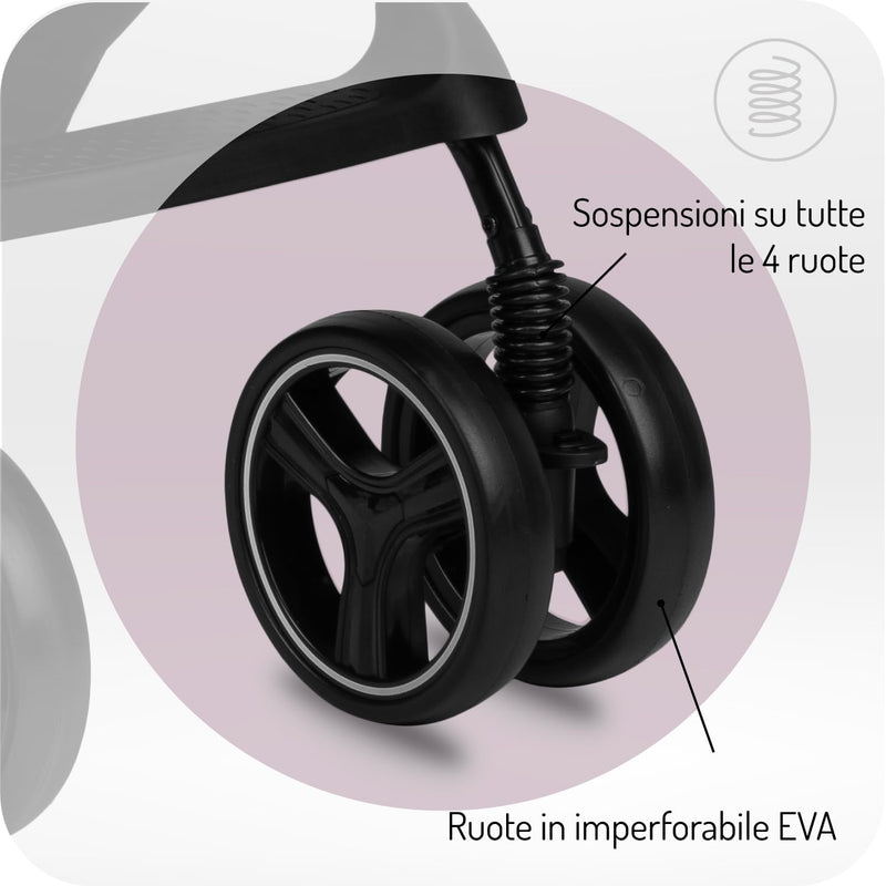 MoMi ISLA Kinderbuggy, Kinderwagen ab dem 1. Lebensmonat, bis 15 kg Körpergewicht, 5-Punkt-Sicherhei