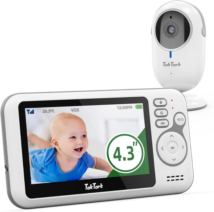 TakTark Babyphone mit Kamera, 4.3'' Video Baby Monitor, Babyphone Babyfon mit Kamera und Audio mit V