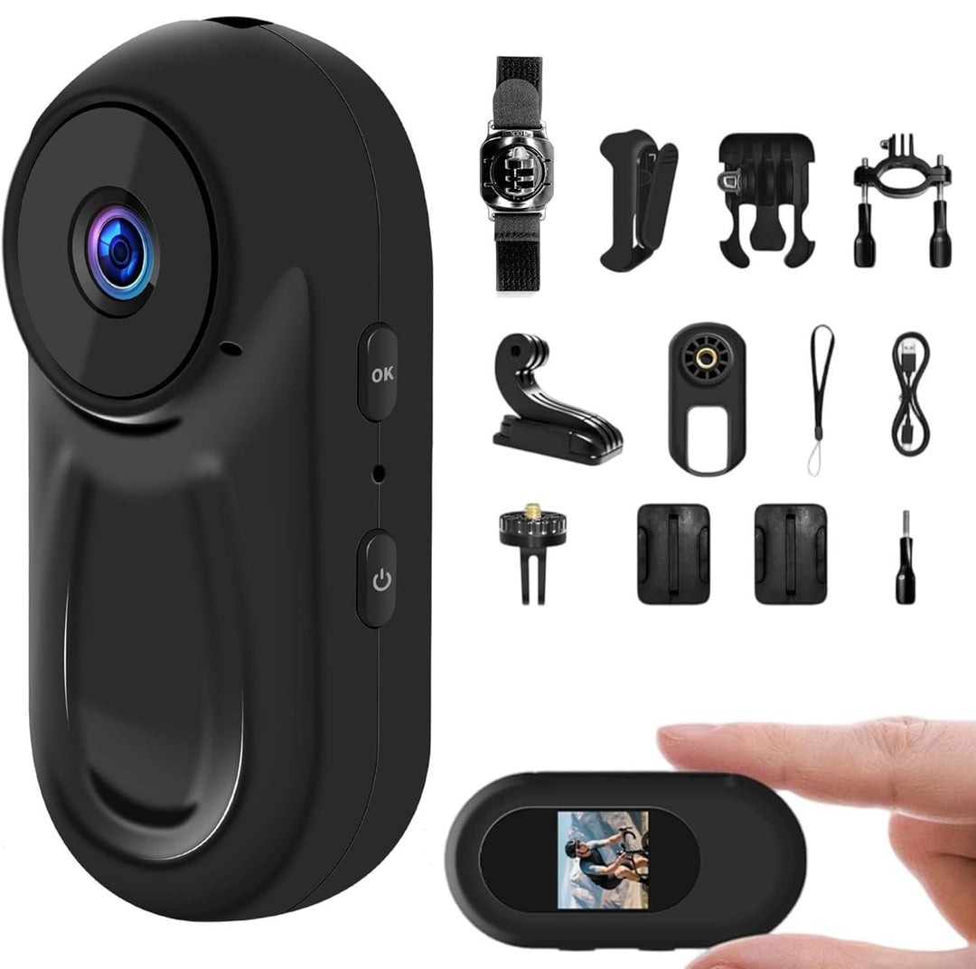 Zeerkeer Magnetische Mini Körperkamera, 64GB TF-Karte, 120°-Weitwinkel, 1080P Action Kamera mit 360°