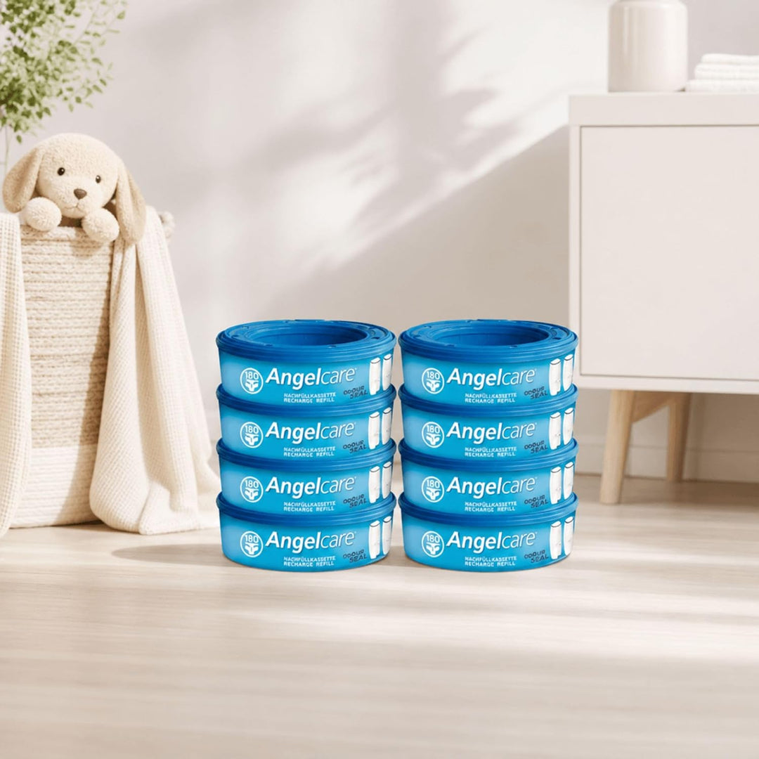 Angelcare 8er-Pack Original Nachfüllkassetten für Angelcare Windeleimer Comfort