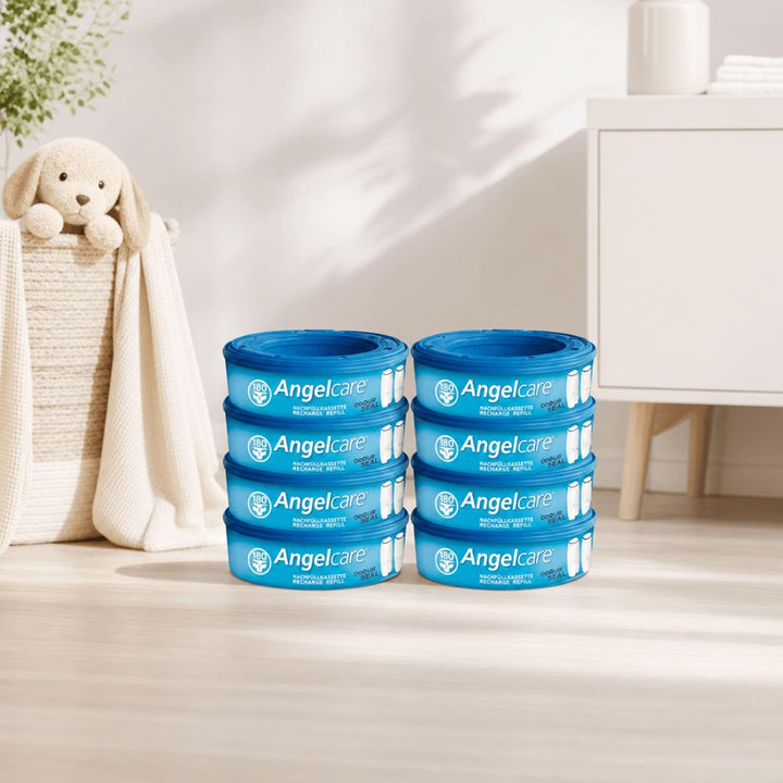 Angelcare 8er-Pack Original Nachfüllkassetten für Angelcare Windeleimer Comfort