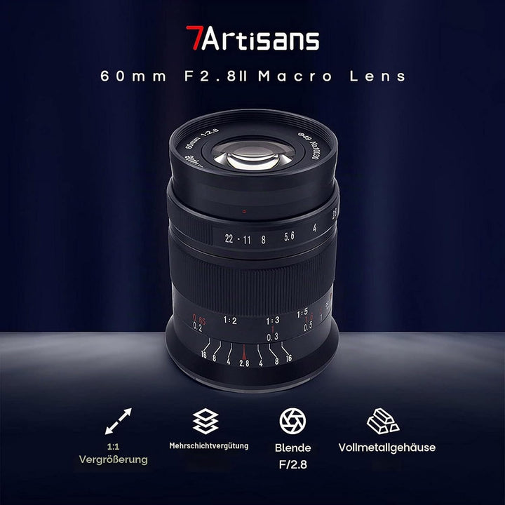 7artisans 60mm F2.8 II Makro-Objektiv, Kompatibel mit Fuji X-Mount-Kameras Kameras X-A1 X-A10 X-A2 X