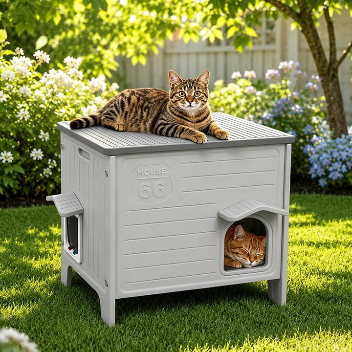 HiCaptain Katzenhaus Outdoor Winterfest Katzen Kunststoff verwildert Outdoor-Katzenhaus Welpenunterk