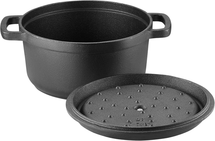 AMBITION Gusseisen Topf mit Deckel ofenfest 24 cm Iron 3,5 L Schmortopf Induktion alle Herdarten