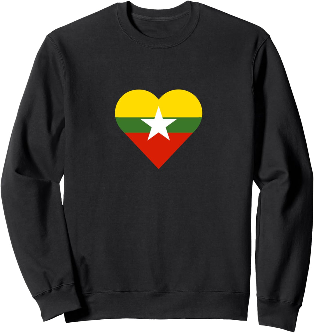 Myanmar Flag Heart Sweatshirt