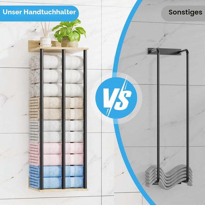 Handtuchhalter Wand – Grosse Kapazität Badezimmer Organizer – Ideal für gerollte Handtücher & Handtu