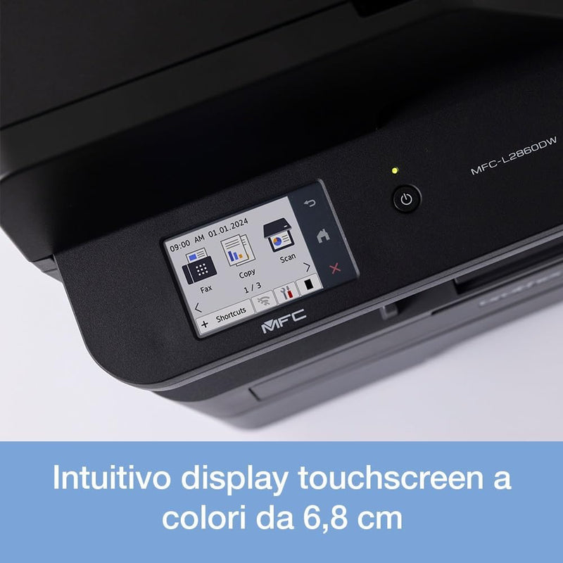 Brother MFC-L2860DWE 4-in-1-Multifunktions-Laserdrucker, 34 ppm, Duplexdruck, 6,8 cm Touchscreen-Far