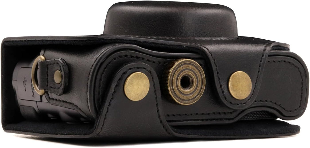 MegaGear MG1173 Canon PowerShot SX740 HS, SX730 HS Ever Ready Leder Kameratasche - Schwarz, Schwarz