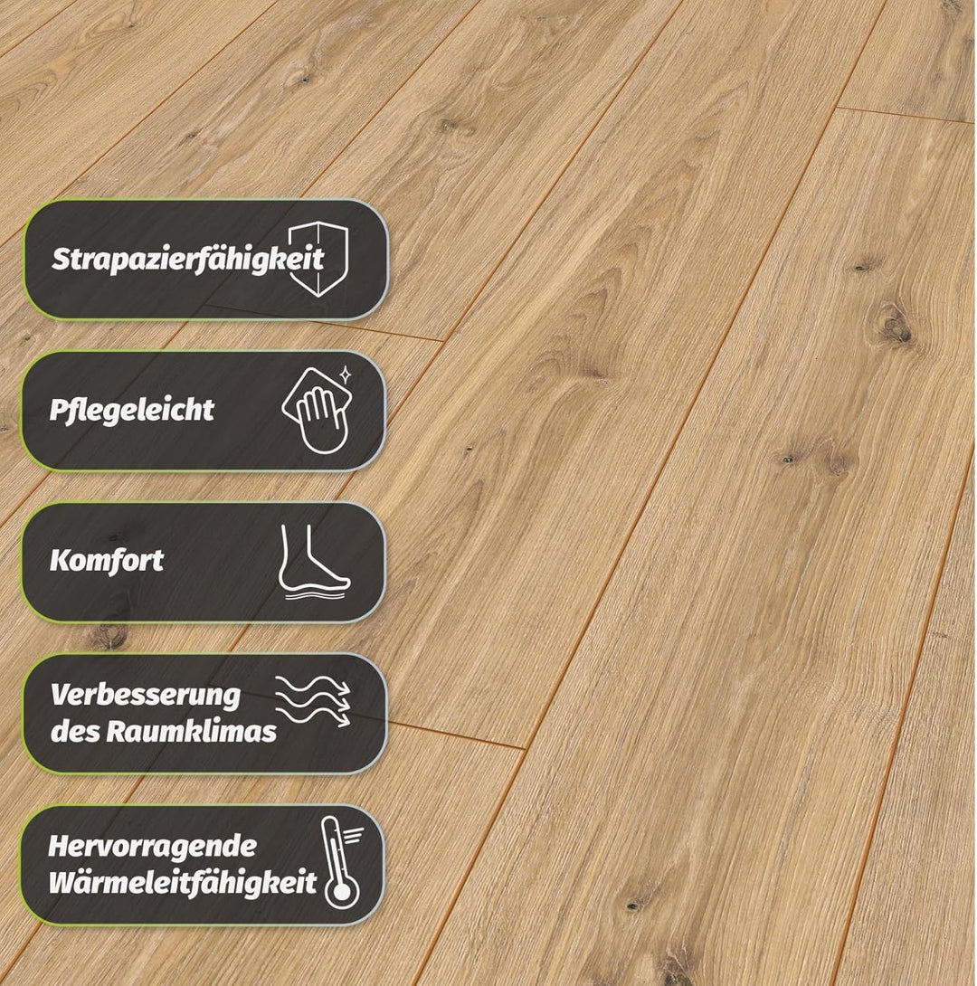 Laminat Phalsbourg Eiche – Landhausdiele im klassischen Holzdesign, Robusto Serie, 188 × 1375 mm, 12