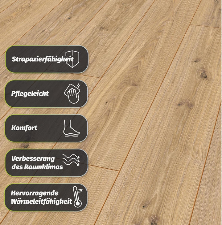 Laminat Phalsbourg Eiche – Landhausdiele im klassischen Holzdesign, Robusto Serie, 188 × 1375 mm, 12