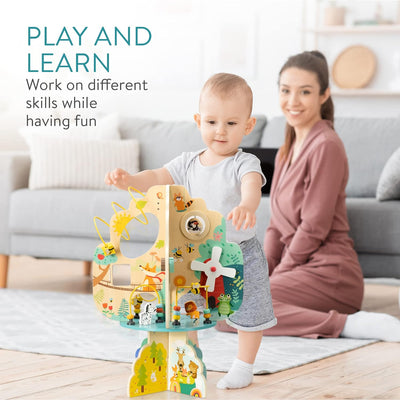 Navaris Motorik Spieltisch aus Holz - Activity Tree Center Lern Spielzeug ab 18 Monate - Baby Kind M