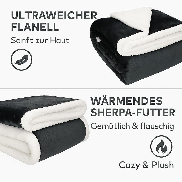 Betz Luxus Flanell Sherpa Kuscheldecke Flauschig Sofa Fleecedecke Verona - Wohndecke XXL Warm Sofade