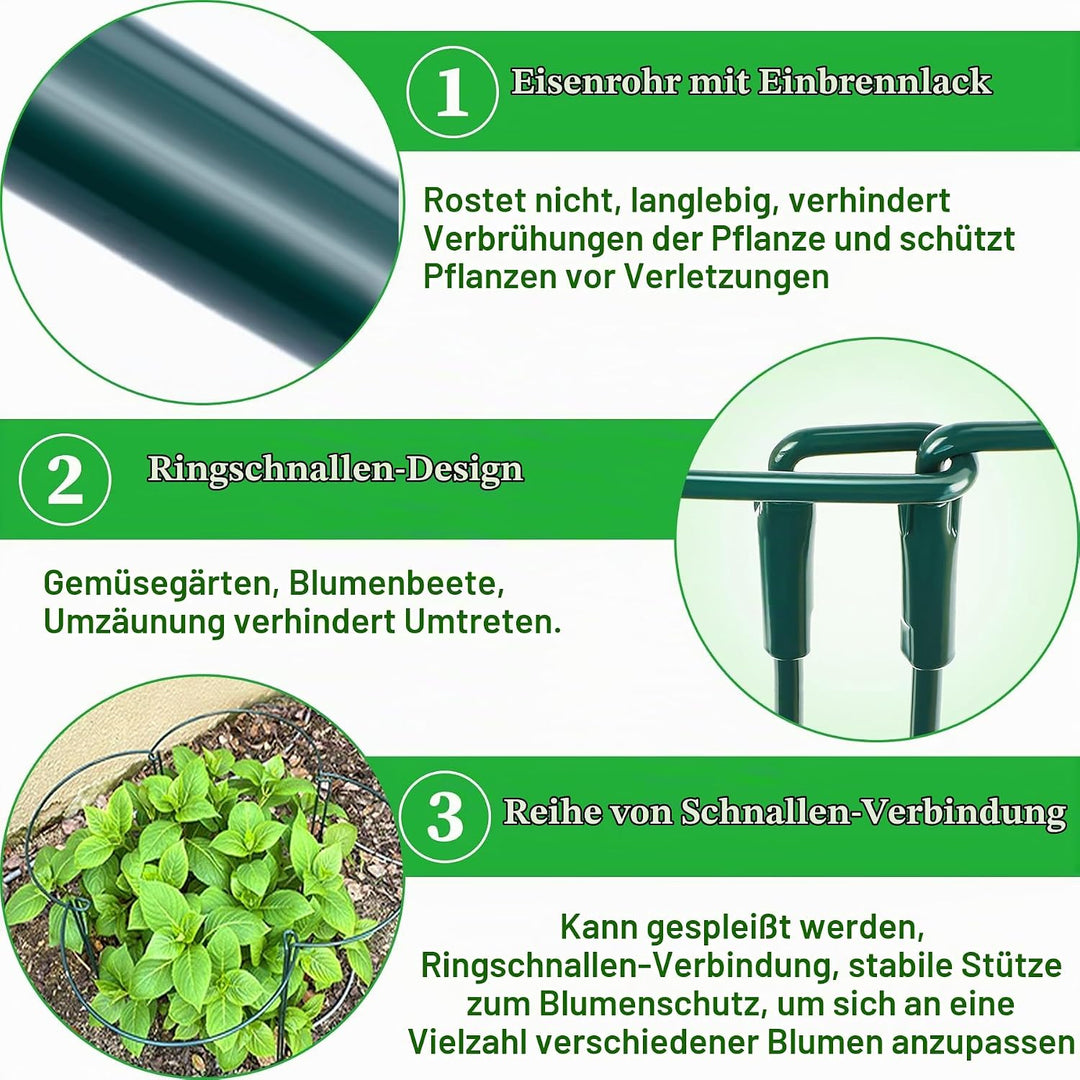 5 Stück Pflanzenstützen Halbrund Pflanzenstütze Ringkäfige,60x25cm Pflanzenringe Rund,Pflanzenhalter