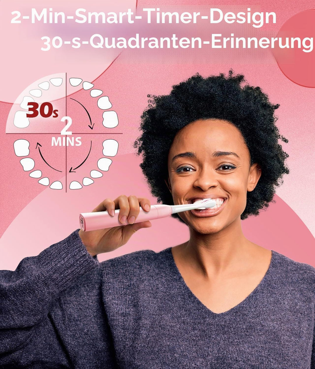 Demita Elektrische Zahnbürste, Schallzahnbürsten mit 8 Bürstenköpfen 40000 VPM 5 Modi, Schallzahnbür
