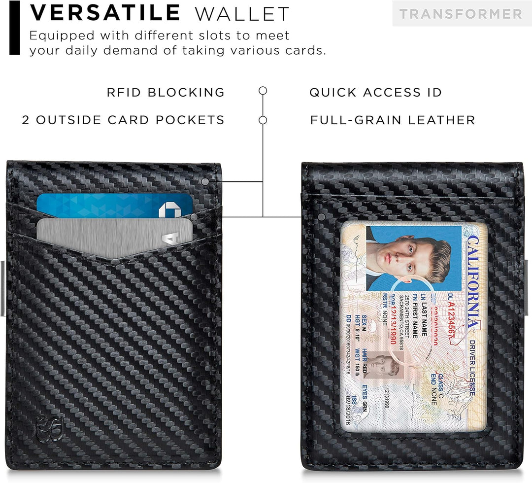 SERMAN BRANDS börse mit klammer â€“ Herren-Geldbörsen, schmale Vordertasche, RFID-blockierender Kart