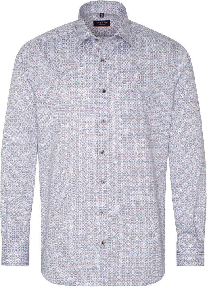 eterna Modern Fit Businesshemd Langarm New Kent Kragen Muster blau Grösse 39
