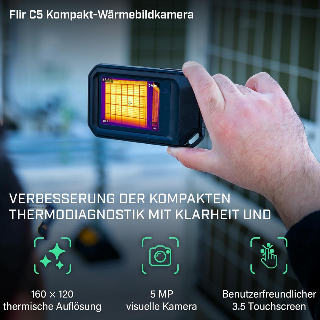 FLIR C5, Profi-Thermokamera, leistungsstark und kompakt mit WLAN, misst Temperaturen bis 400 °C (752