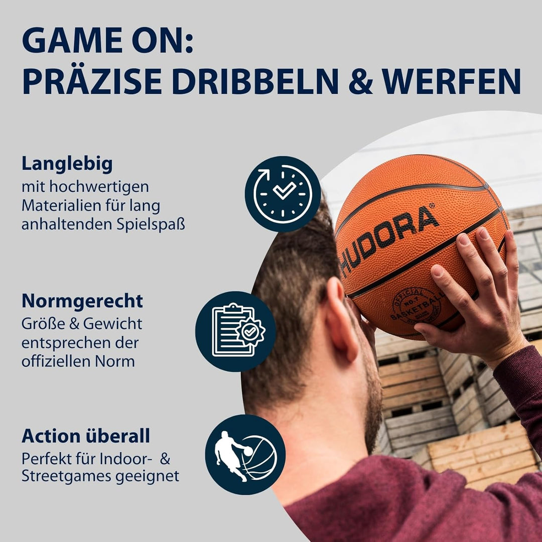 HUDORA Basketballkorb Set - Indoor &amp; Outdoor Basketballkorb mit Brett - Basketball Korb inkl. Befest