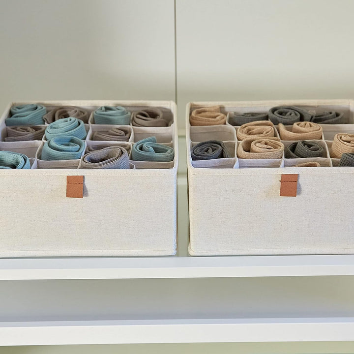 LOVE IT STORE IT Premium Schubladen Organizer 2-teilig - Schrank Organizer aus Stoff - 16 Fächer für