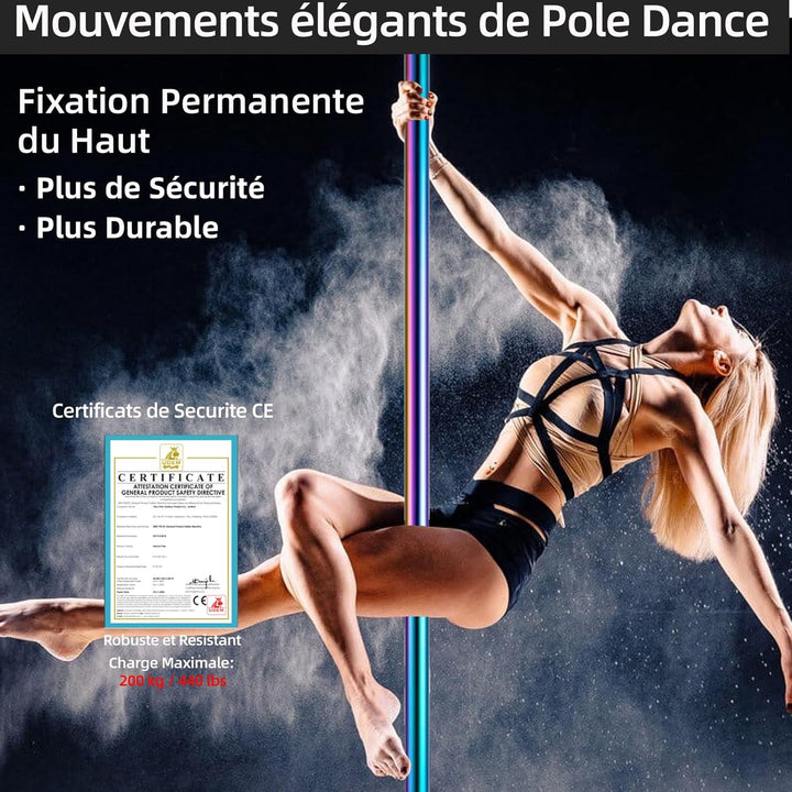 PRIOR FITNESS Permanente Tanzstange mit Fester Platte Tanzstange für Zuhause Tanzstange mit Deckenha