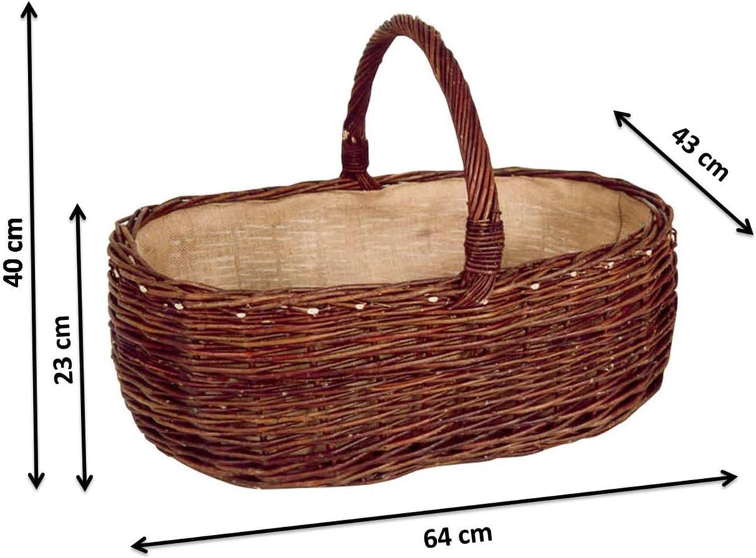 Kobolo Kaminholzkorb Holzkorb für Kaminholz - aus Weide mit Jutefutter ausgeschlagen