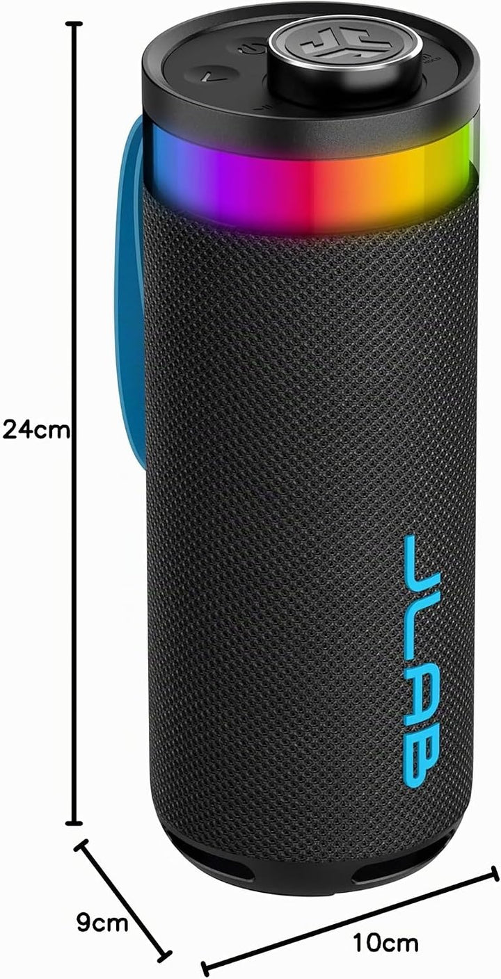 JLab Go Party Tragbarer Bluetooth Lautsprecher 16H+ Akku, Schwarz | 10W Drahtloser Outdoor Reise-Lau