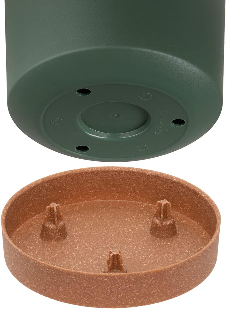 Tymar Blumentopf mit Untersetzer, 2er-Pack, dekorativer Pflanzentopf aus Kunststoff, Moderne, Runde