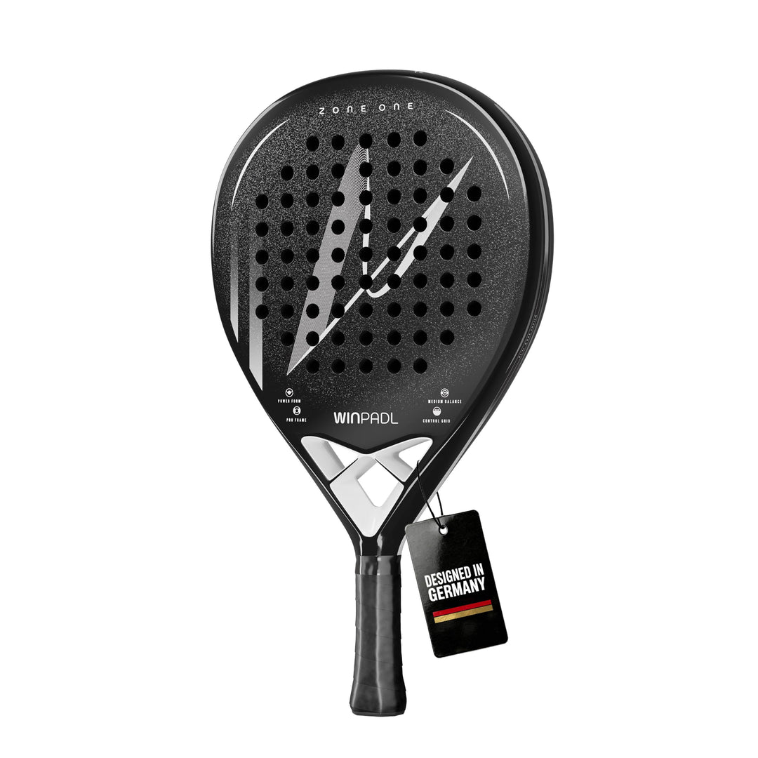 Padelschläger Zone One aus Carbonfaser - 100% Carbon-Rahmen, Soft-Eva-Kern, 365 g, Tropfenform, raue