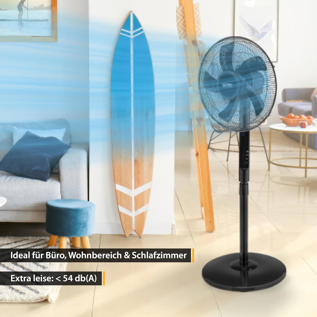 TZS First Austria Standventilator mit Fernbedienung | 135 cm höhenverstellbare & leise Windmaschine