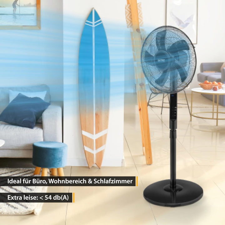 TZS First Austria Standventilator mit Fernbedienung | 135 cm höhenverstellbare & leise Windmaschine