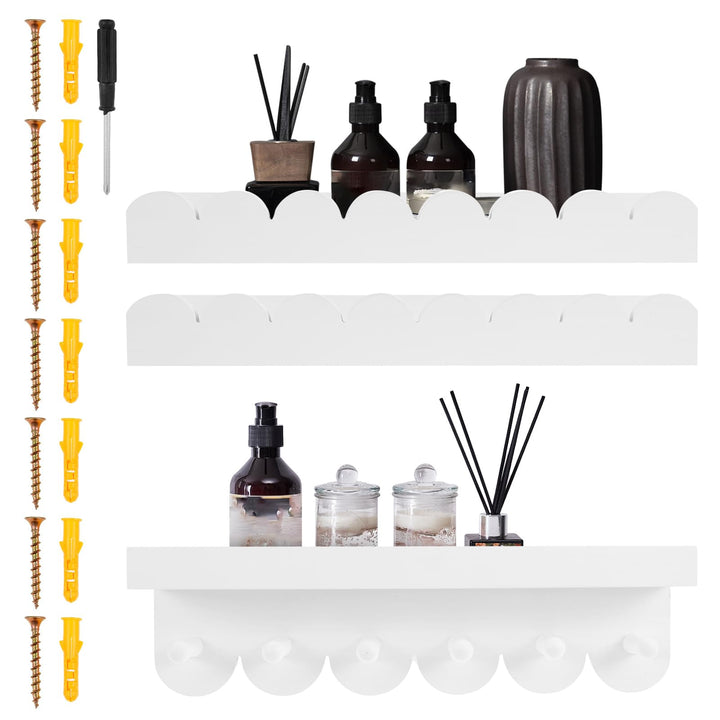3 Stück Schwebendes Regal 40cm Kinderzimmer Bücherregal Scalloped Regale Holz Bücherregal Kinder Wan