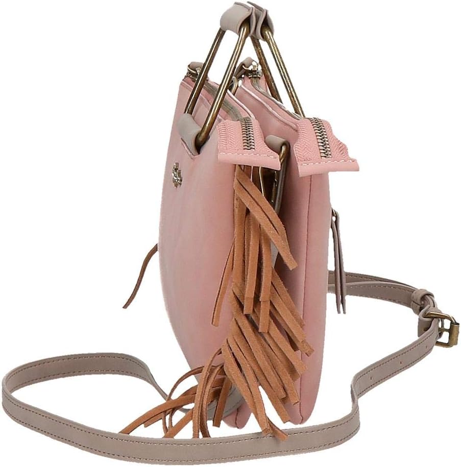 Pepe Jeans Fringe Brieftasche Handtasche Rosa 25X17 cms Synthetisches Leder Umhängetasche Nude, Umhä