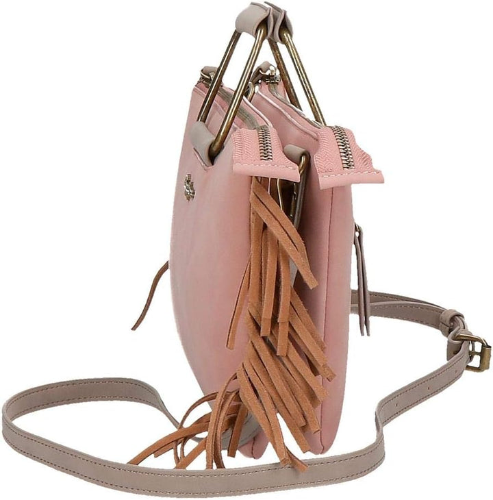 Pepe Jeans Fringe Brieftasche Handtasche Rosa 25X17 cms Synthetisches Leder Umhängetasche Nude, Umhä