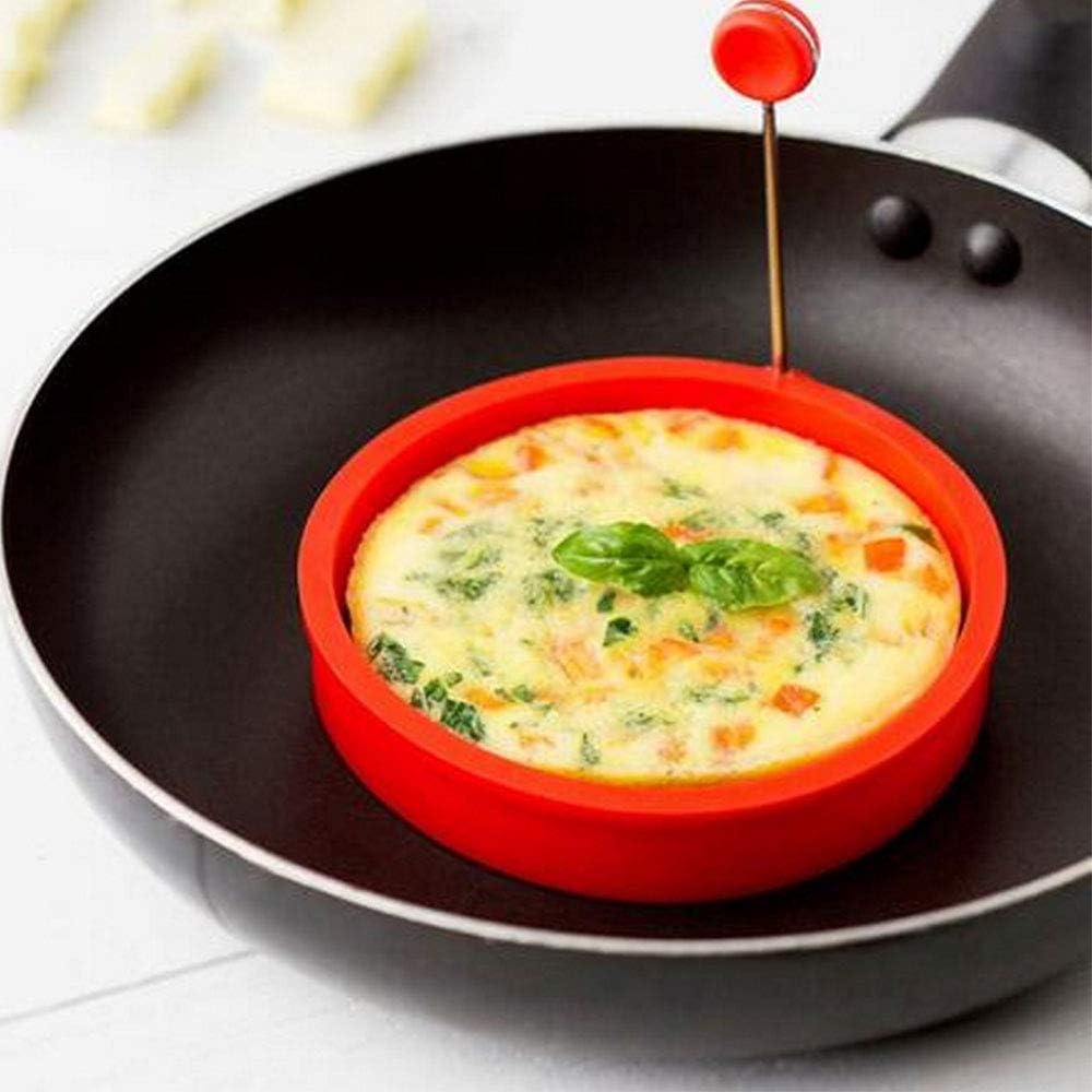 4 Stück Silikon Eierringe, Antihaft-Spiegeleierringe Kochringe Pfannkuchenform mit Griff zum Kochen