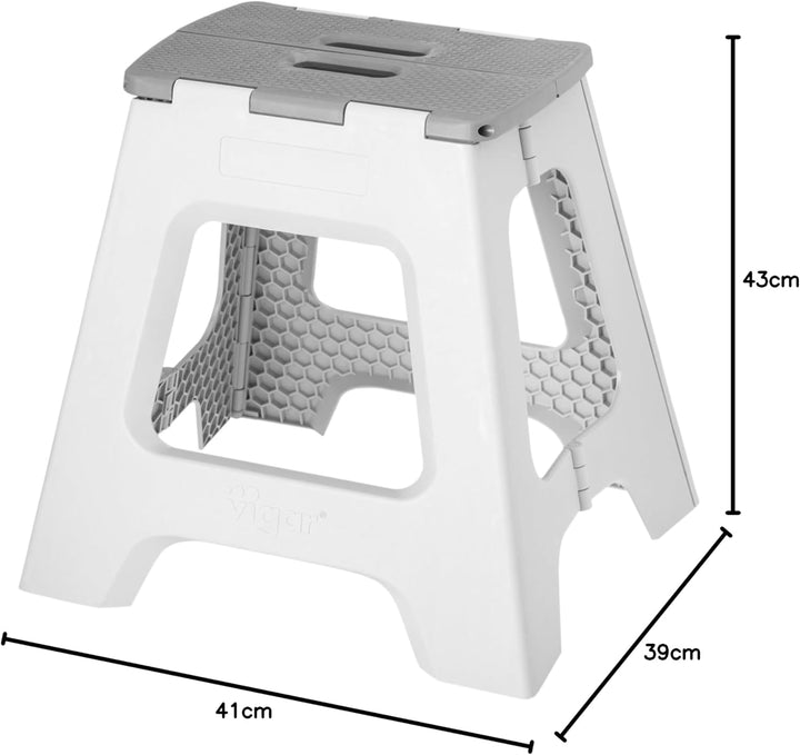 Vigar Compact Tritthocker klappbar 40 cm mit Griffen, Grau, 43x37x40 Grau 40 cm, 1-Step, Grau 40 cm,