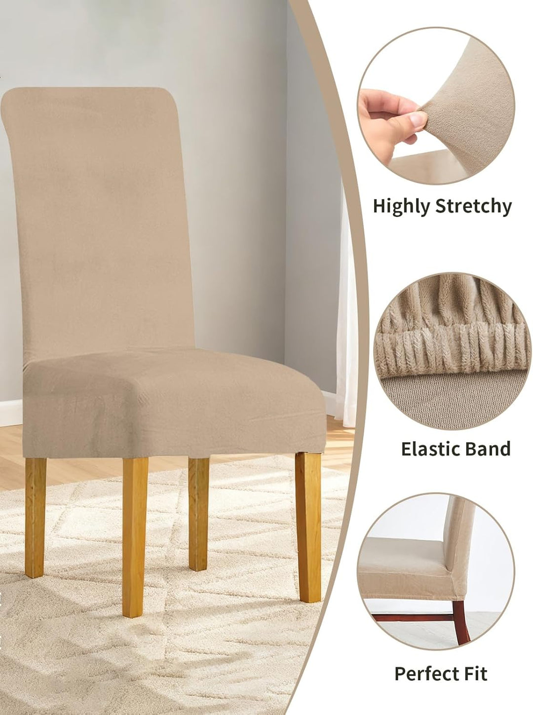 LANSHENG Stuhlhussen 2er Set, Universelle Abnehmbare Waschbar Samt Stuhlhussen, Universale Stretch E