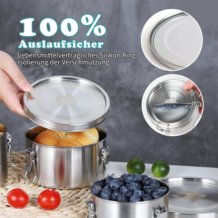 nicelock Brotdose Mit Trennung (3 Stück) Erwachsenen Lebensmittelbehälter Kinder Lunchbox Edelstahl