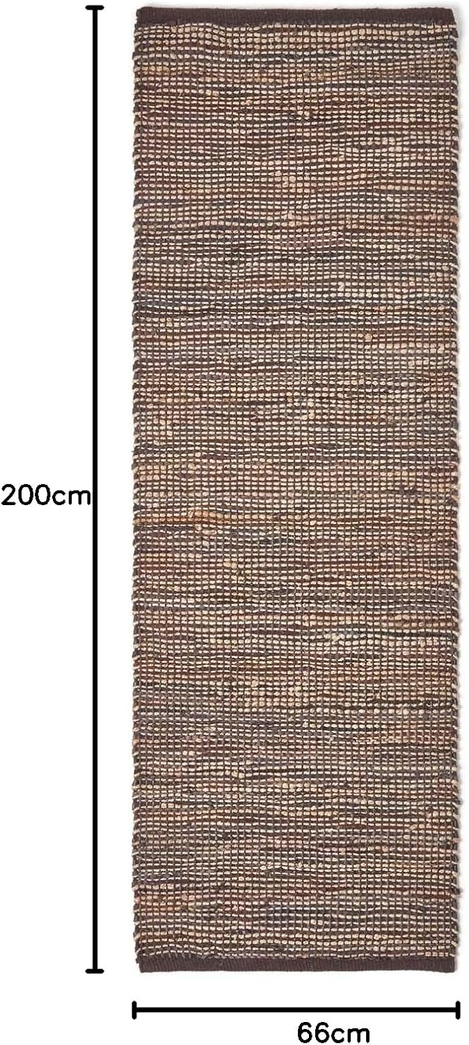 Homescapes Teppich/Läufer Madras aus recyceltem Leder und Hanf, 66 x 200 cm, braun 66 x 200 cm Braun