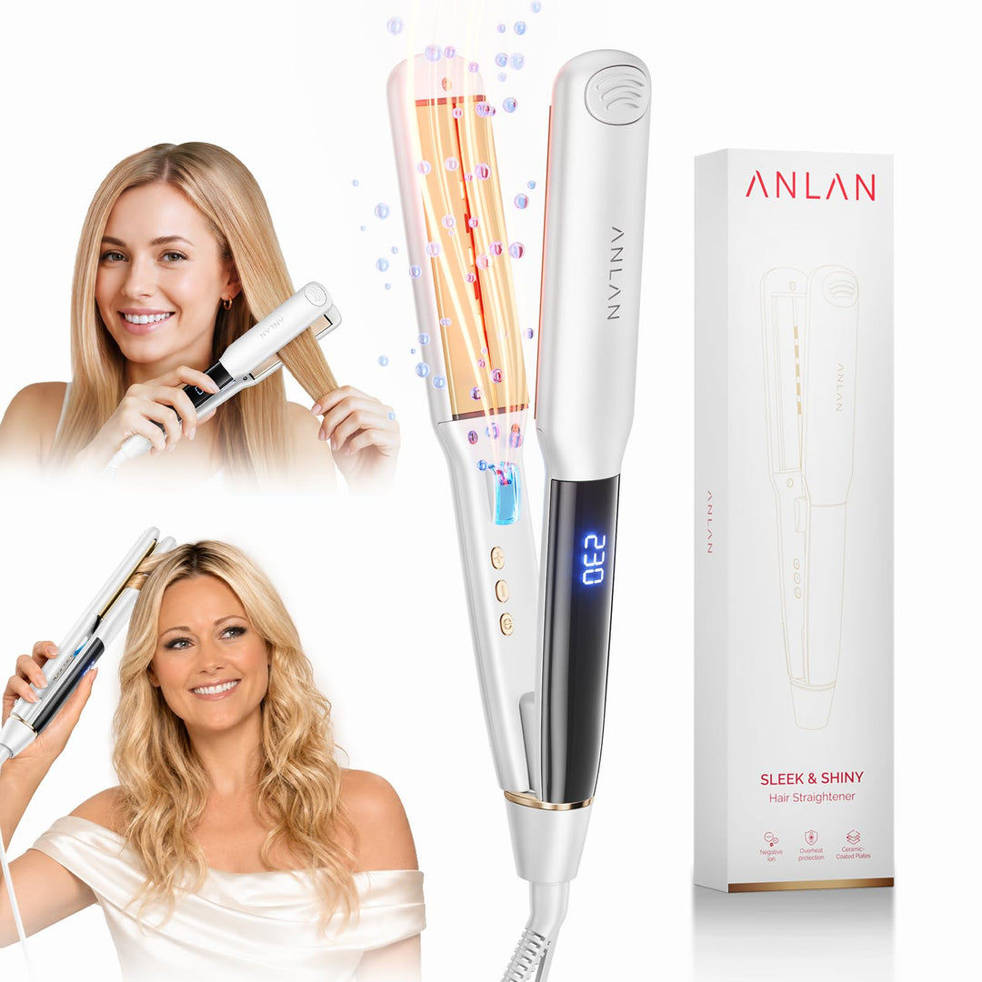 ANLAN Glätteisen und Lockenstab 2 in 1, 36mm extrabreite Platte, 100-230°C präzise Temperatureinstel