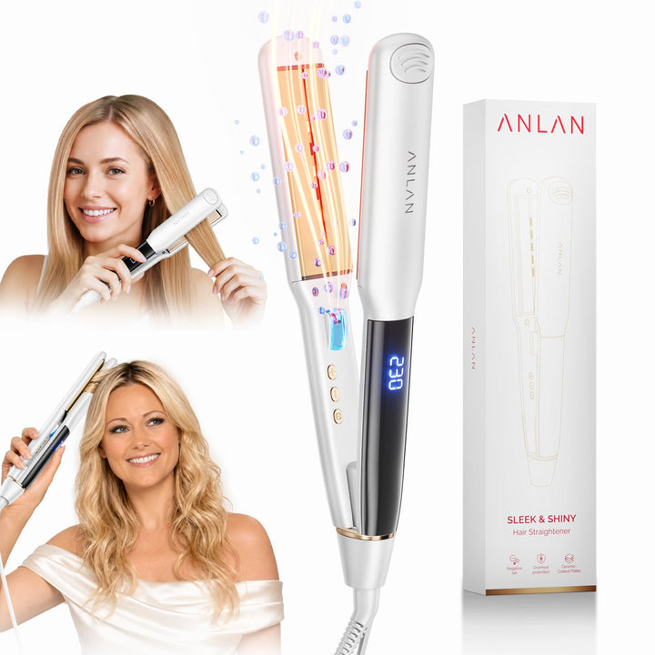 ANLAN Glätteisen und Lockenstab 2 in 1, 36mm extrabreite Platte, 100-230°C präzise Temperatureinstel