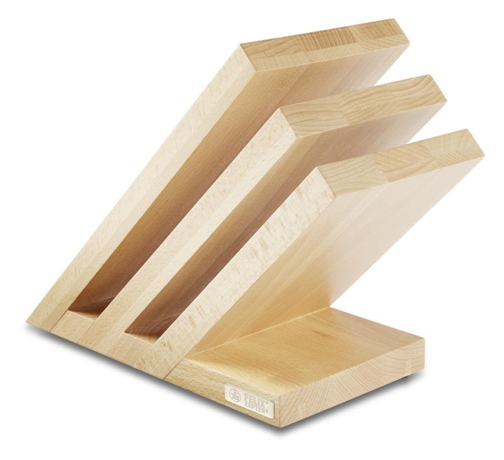 Felix SOLINGEN 909400 Magnet-Messerblock – Buche massiv - unbestückt - 2 Fächer bis zu 6 Messer