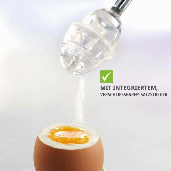 GEFU Eierköpfer OVO mit Salzstreuer - Praktischer Eierschneider aus Edelstahl &amp; Kunststoff - Einfac